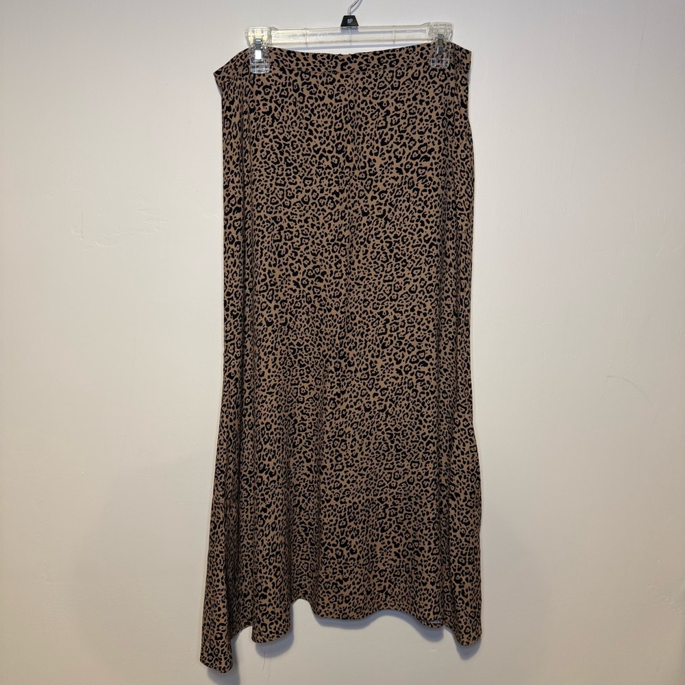 REFORMATION Maxi Skirt Cheetah Animal Print Tan Black Sz 10 Viscose Rayon